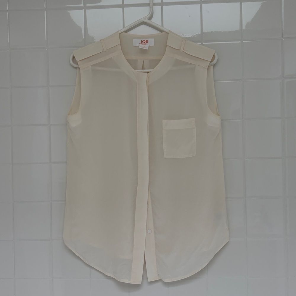 Joe Fresh 100% Silk Cream Sleeveless Top